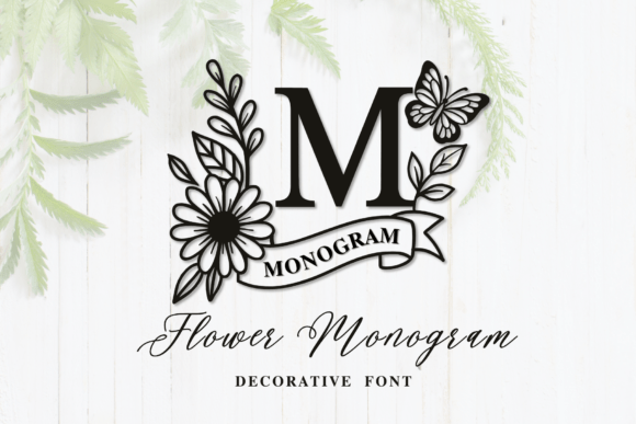 Flower Monogram: Elegant Serif Font with Floral Charms